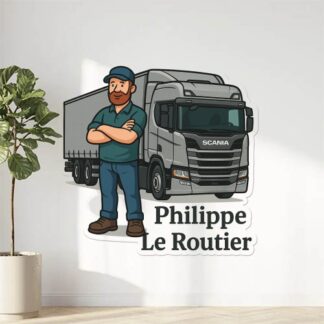 Autocollant Écrit Philippe Le Routier en bas avec Camions Scania En gris décoration decostickerstore - E7PKRO