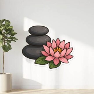 Autocollant Zen galet et fleurs de lotus à côté décoration decostickerstore - F1GYZI