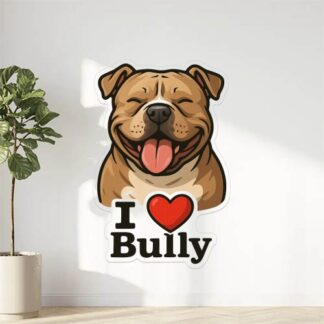 Autocollant Chien bully avec texte « I❤️ Bully » en bas décoration decostickerstore - JBHAZH
