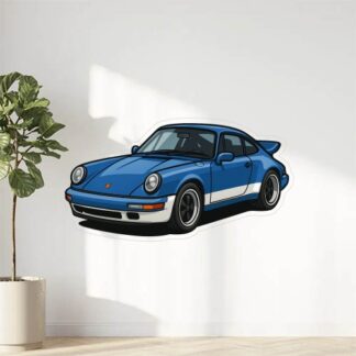 Autocollant Voiture Porsche en Bleu et Blanc décoration decostickerstore - K4Y678