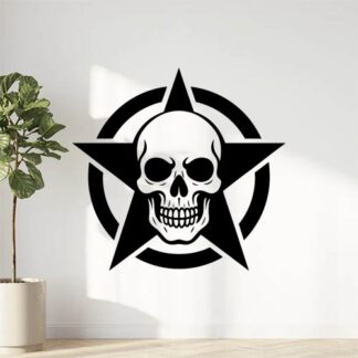 Sticker autocollant Tête de mort style tatouage dans une étoile US Jeep décoration decostickerstore - LFHTMA