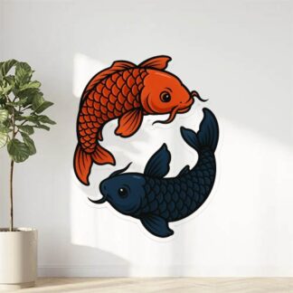 Autocollant DEUX CARPES DANS LE STYLE YING ET YANG décoration decostickerstore - OBTXWX