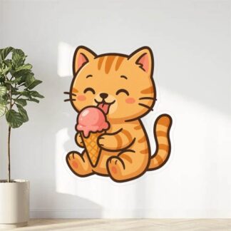 Autocollant chat mangeant une glace décoration decostickerstore - TOP8VY