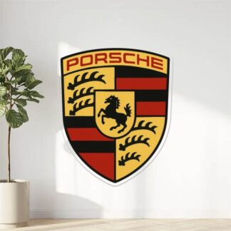 Autocollant Logo Porsche en rouge et jaune décoration decostickerstore - V9G4AY