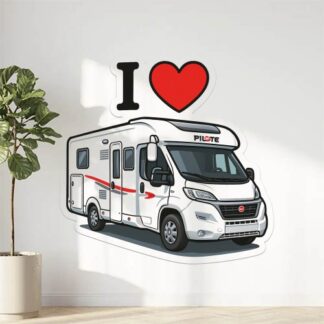 Autocollant Camping Car Pilote en blanc avec marqué I ❤️ décoration decostickerstore - W7RRXW