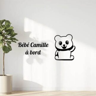 Sticker autocollant bébé à bord ourson