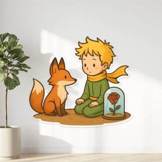Autocollant Petit prince et renard et rose décoration decostickerstore - DDRWMP