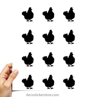 sticker autocollant poule lot de 12 planche FDJZC