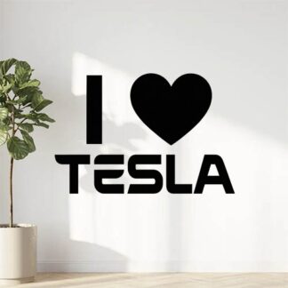 Sticker autocollant J'aime ma Tesla texte stylisé futuriste décoration decostickerstore - VDJHNF