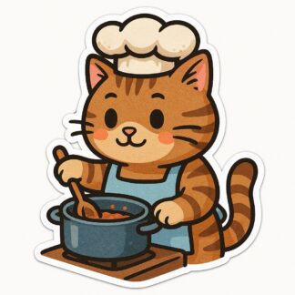 Autocollant Chat en tablier et toque qui cuisine décoration decostickerstore - WVEVJM