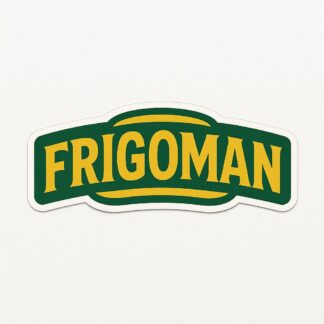Autocollant Text Frigoman en logo en vert et jaune décoration decostickerstore - FMD2BL