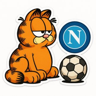 Autocollant garfield assis qui regarde le foot naples décoration decostickerstore - BYW2Y1