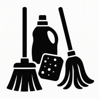 Sticker autocollant Autocollant avec des articles de nettoyage comme balai, mop, récipient de produit, éponge, serpillère. décoration decostickerstore - 7VGGB6