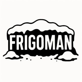 Sticker autocollant Text Frigoman avec de la neige et flancs de neigege décoration decostickerstore - SU3GEB