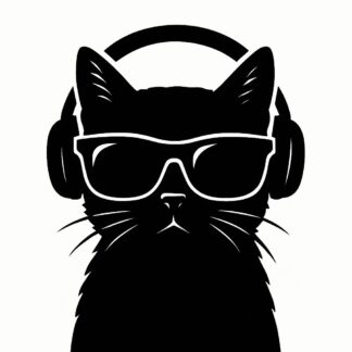 Sticker autocollant chat détaillé avec lunettes de soleil et casque écouteur décoration decostickerstore - 93XI4C