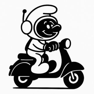 Sticker autocollant schtroumpf cosmonaute sur vespa décoration decostickerstore - GCYNAU