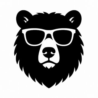 Sticker autocollant tête d'ours avec poilus avec lunettes de soleil décoration decostickerstore - 7LUSTK