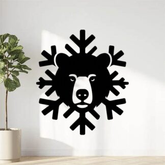 Sticker autocollant En détail une tête d'ours qui traverse un flocon de neige décoration decostickerstore - 0KDIJK