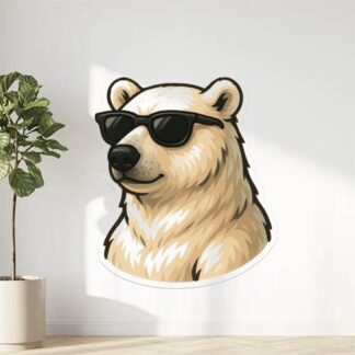 Autocollant ours blanc avec lunette de soleil décoration decostickerstore - A0SOT7