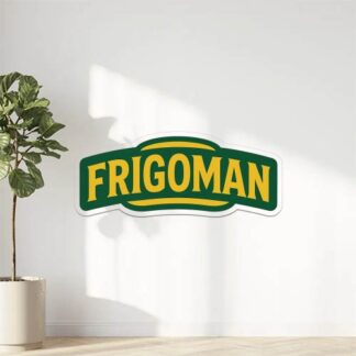 Autocollant Text Frigoman en logo en vert et jaune décoration decostickerstore - FMD2BL