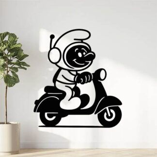 Sticker autocollant schtroumpf cosmonaute sur vespa décoration decostickerstore - GCYNAU