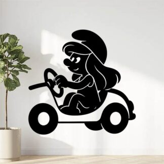 Sticker autocollant schtroumphette assise au volant décoration decostickerstore - L6EBVA