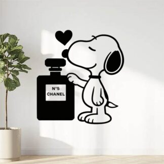 Sticker autocollant Snoopy aime Chanel n°5 décoration decostickerstore - NYQ202