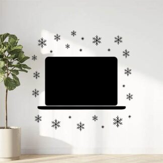 Sticker autocollant mcbook 16" contour avec de flocons de neiges très fins décoration decostickerstore - QON5QG