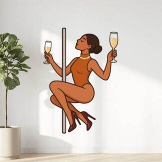 Autocollant pôle collier haut talons verre de champagne décoration decostickerstore - QPPHGA