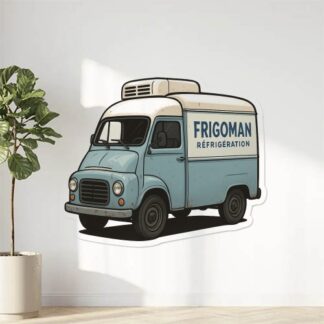 Autocollant vielle camionnette avec inscription Frigoman Réfrigération dessus décoration decostickerstore - WFE1N4