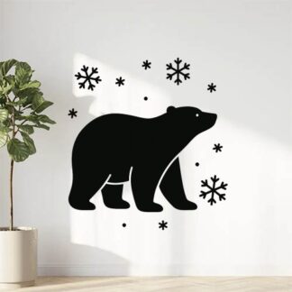 Sticker autocollant ours et flocons de neige décoration decostickerstore - YLK9WI