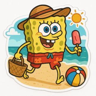 Autocollant Bob éponge à la plage décoration decostickerstore - ZHOK2Q