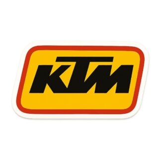 Autocollant Logo KTM jaune avec un cadre rouge autour. décoration decostickerstore - F6E9TL