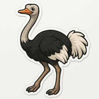 Autocollant Un oiseau autruche noir et blanc décoration decostickerstore - S2S8MR
