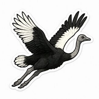 Autocollant Un oiseau autruche volant noir et blanc décoration decostickerstore - 8KIRVI