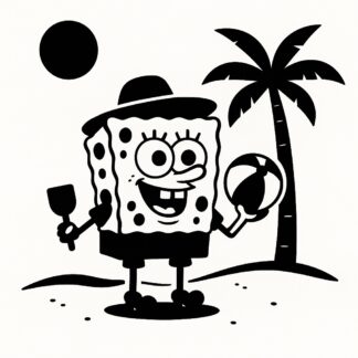 Sticker autocollant Bob éponge à la plage décoration decostickerstore - 3AGGZB