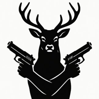 Sticker autocollant Cerf tenant des pistolets décoration decostickerstore - PKD4SK