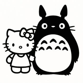 Sticker autocollant Hello Kitty amie avec Totoro décoration decostickerstore - UH0ART
