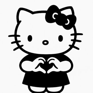 Sticker autocollant Hello Kitty fait Coeur avec doigts décoration decostickerstore - GJOMHN