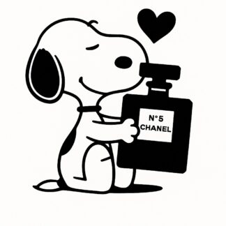 Sticker autocollant Snoopy aime Chanel n°5 décoration decostickerstore - MZKON9