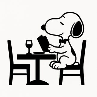 Sticker autocollant Snoopy at the restaurant décoration decostickerstore - 7M519Z