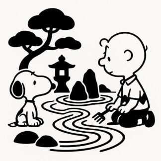 Sticker autocollant Snoopy et Charly jardin japonais décoration decostickerstore - 5HOZAB