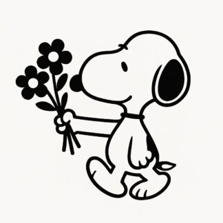 Sticker autocollant Snoopy offers flowers décoration decostickerstore - PKFRVO