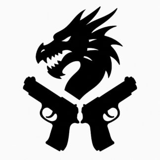 Sticker autocollant Tête de dragon et pistolets décoration decostickerstore - Q6GXV5