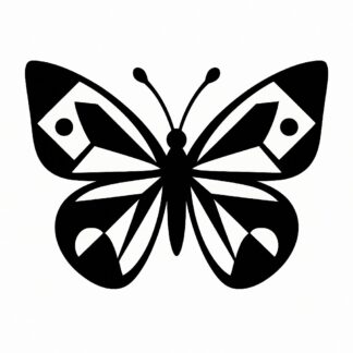 Sticker autocollant Une papillon géométrique en noir et blanc décoration decostickerstore - YXELFE