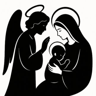 Sticker autocollant un ange avec la vierge marie et l'enfant Jésus décoration decostickerstore - HEQMR9