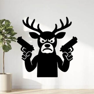 Sticker autocollant Cerf énervé avec des pistolets décoration decostickerstore - 0SN7RA
