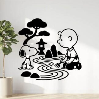 Sticker autocollant Snoopy et Charly jardin japonais décoration decostickerstore - 5HOZAB