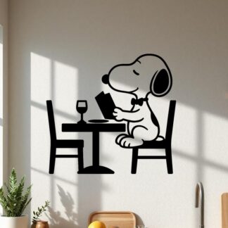 Sticker autocollant Snoopy at the restaurant décoration decostickerstore - 7M519Z