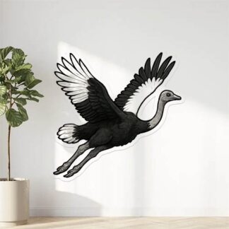 Autocollant Un oiseau autruche volant noir et blanc décoration decostickerstore - 8KIRVI